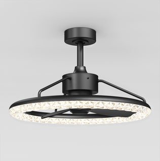 Artika Carat 23" LED Modern Ceiling Fan with remote features a gemstone-cut diffuser and crystal accents on a white ceiling.