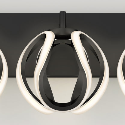 The Artika Vivaldi LED contemporary bathroom vanity light features three adjustable, illuminated arms in a modern black-and-white design, creating an abstract look ideal for upgrading any space.