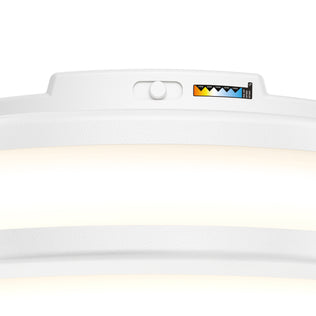 Close-up of the Artika Hemisphere 15 in. LED Flush Mount, 5 CCT, dimmable—ideal for modern bathrooms.