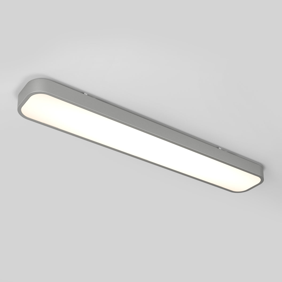 The Artika Europa 36 LED flush mount light features a modern, rectangular design with rounded edges and emits a bright, even white glow; includes remote control.