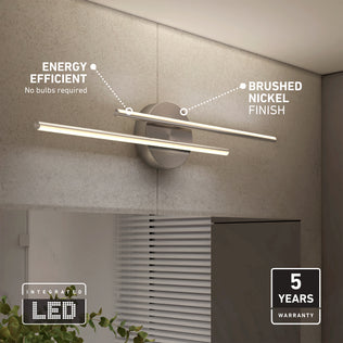 The Artika Cisco 27-in LED 5-CCT Vanity Light Bar offers adjustable color for perfect bathroom lighting above blinds and plants.