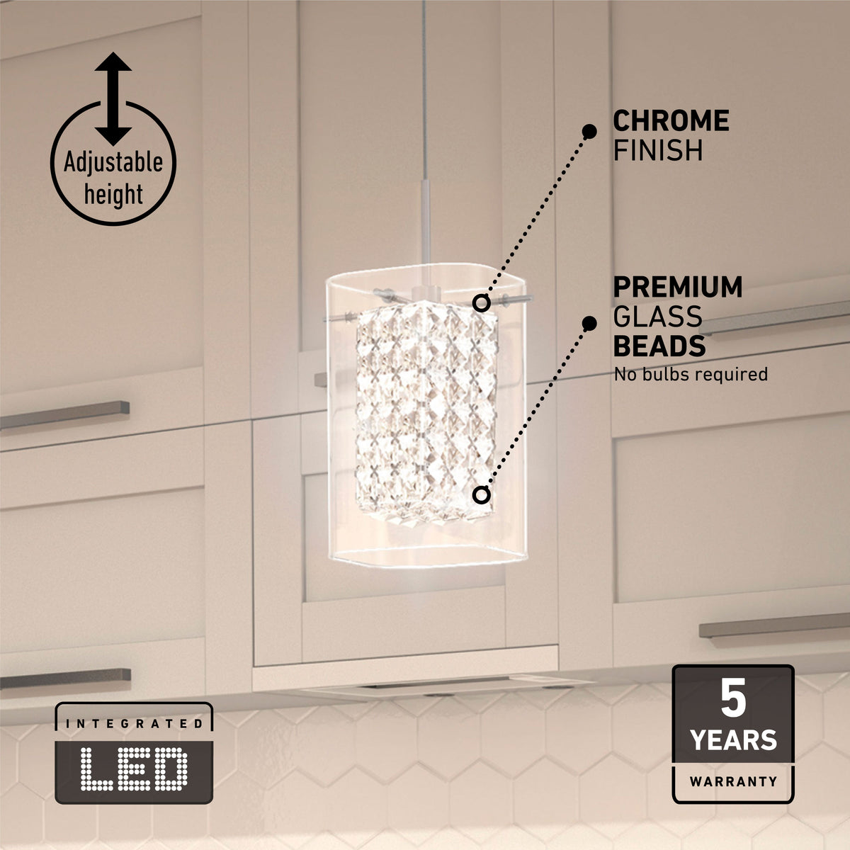 Crystal Cube suspension à 1 Lumière DEL