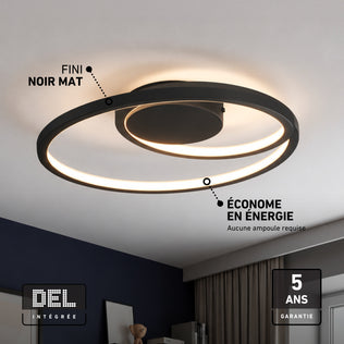 Artika Salto 14 in. (36 cm) Modern LED Flush Mount Ceiling Light, a 14-inch circular black matte fixture with energy-efficient integrated lighting.