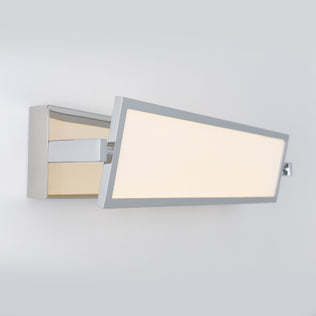 Artika Reflection 27-in LED vanity light bar with chrome frame and frosted panel, glowing softly on a light gray background.