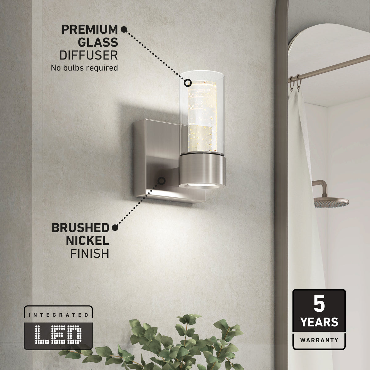 Essence 4 pulg (11 cm) luminario de vanidad de 1 luz LED moderno para baño