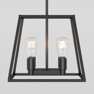The Artika Carter Square 4-light chandelier features a black metal frame and four exposed bulbs for a modern accent.