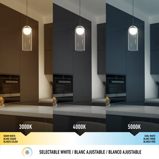 The Artika Mirah LED modern mid-century pendant light 3 CCT displays selectable color temperatures: warm white (3000K), neutral white (4000K), and cool white (5000K).