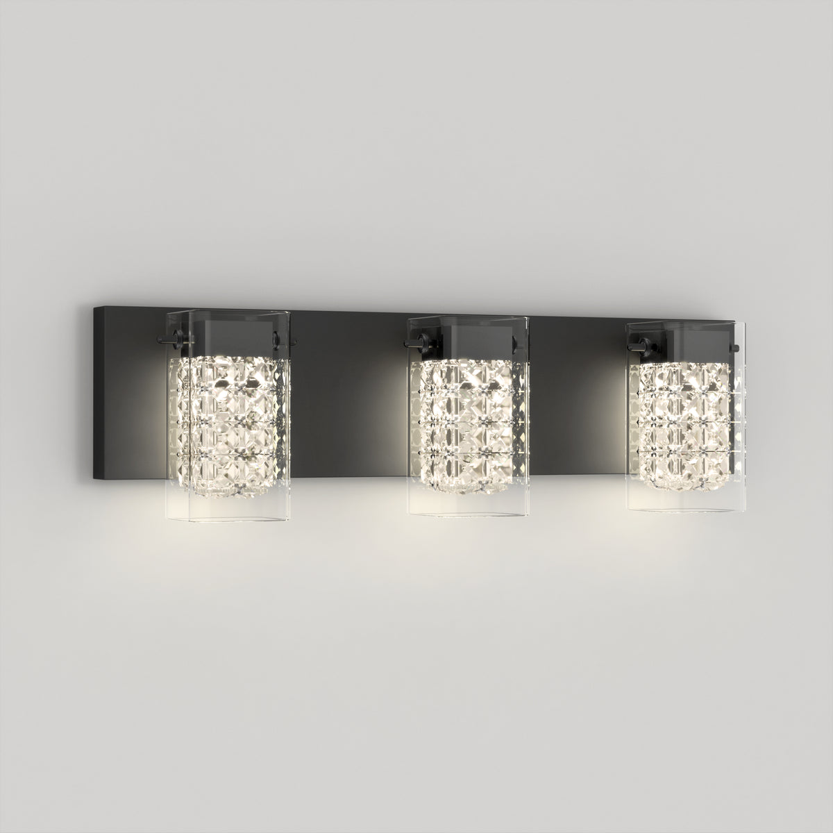 Crystal Cube 21 pulg (53 cm) luminario de vanidad de 3 luces LED moderno 5 TCL para baño