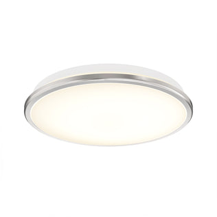 The Artika Vera 13 in. Modern LED Flush Mount Ceiling Light features a frosted cover and chrome finish, shown on a white background.