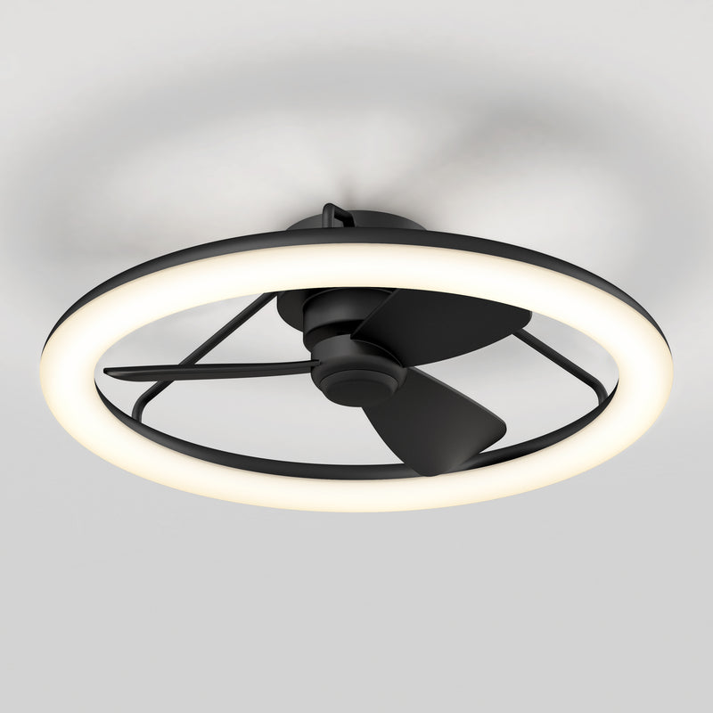 The Artika Darren 23 in. LED fandelier ceiling fan has a sleek black finish, light ring, and remote control for easy operation.