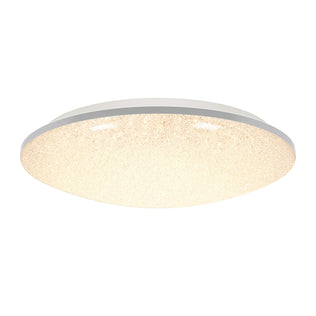 The Artika Sparkle LED flush mount light features a round, modern design with a textured, glowing surface and white rim, providing warm, even illumination. Comes with remote control for easy adjustment.