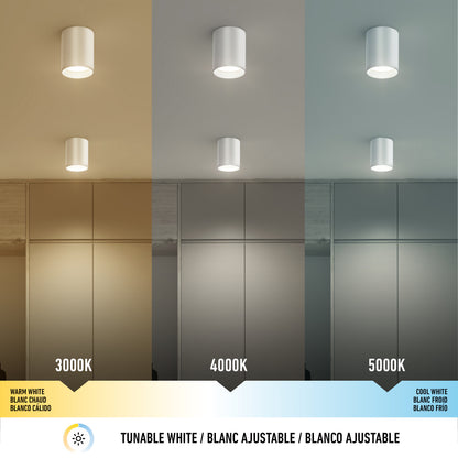 The Artika Radius LED flush mount light offers adjustable 3 CCT—3000K, 4000K, and 5000K—in a matte black finish, letting you see how different color temperatures affect your room's walls and cabinets.