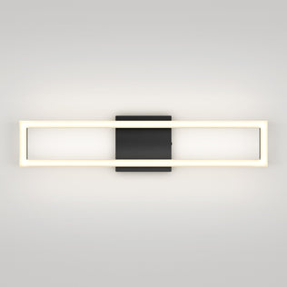 The Artika Dover 27-in Integrated LED 5-CCT Vanity Light Bar features a sleek rectangular frame and black base, delivering a soft, even glow that adds modern style and function to any bathroom.