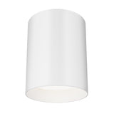 A minimalist, cylindrical ceiling light fixture in matte white, with an open bottom allowing light to shine downward. The design is simple and modern, suitable for contemporary interiors.