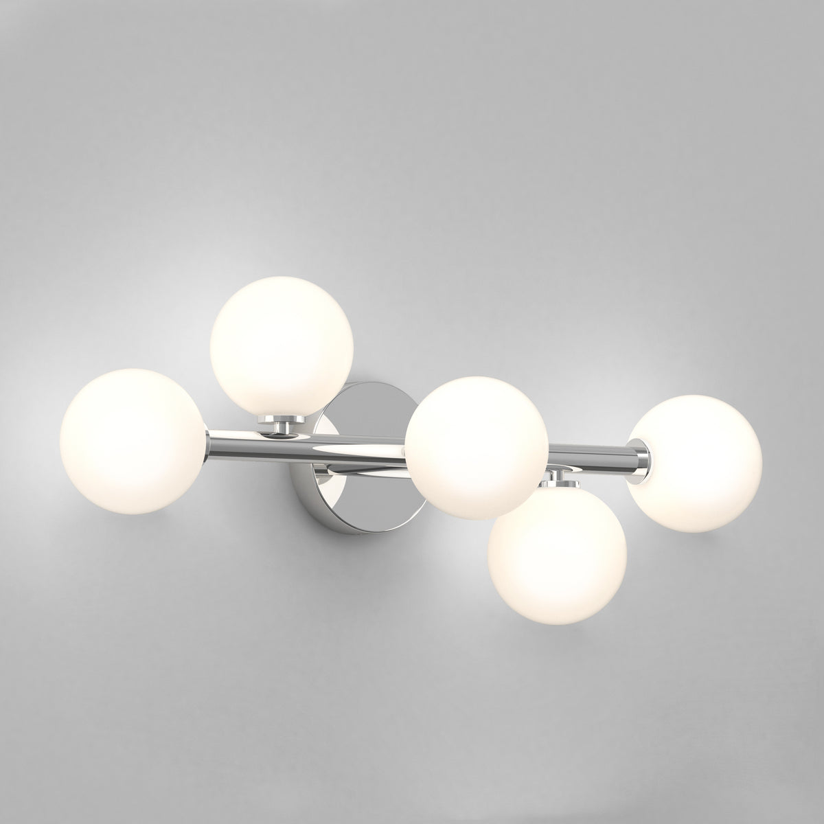 The Artika Bloom 27-in (69 cm) 3-Light Modern LED Vanity Light features a sleek design, perfect for bathrooms, with a chrome finish and frosted glass globes for stylish illumination.
