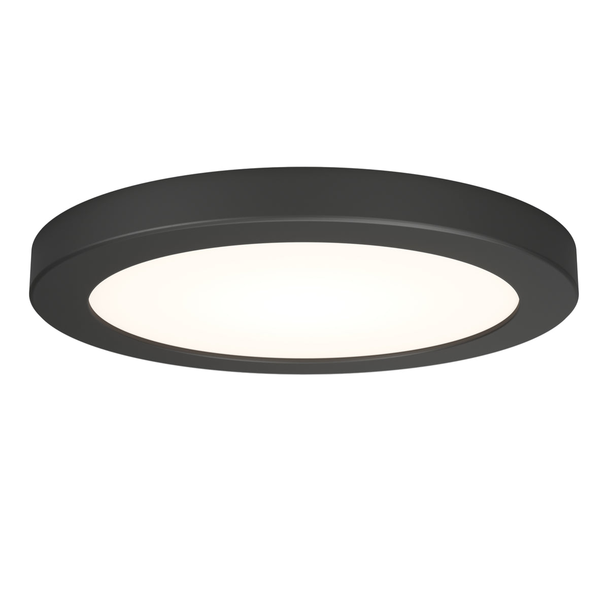 The Artika Europa Disk 7 in. LED modern flush mount light features a black outer rim and a flat, diffused white center, offering soft, even illumination with selectable color temperatures.