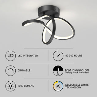 Artika Loop modern LED flush mount light, 3 CCT, dimmable, 1000 lumens, 50,000 hrs lifespan & easy installation.