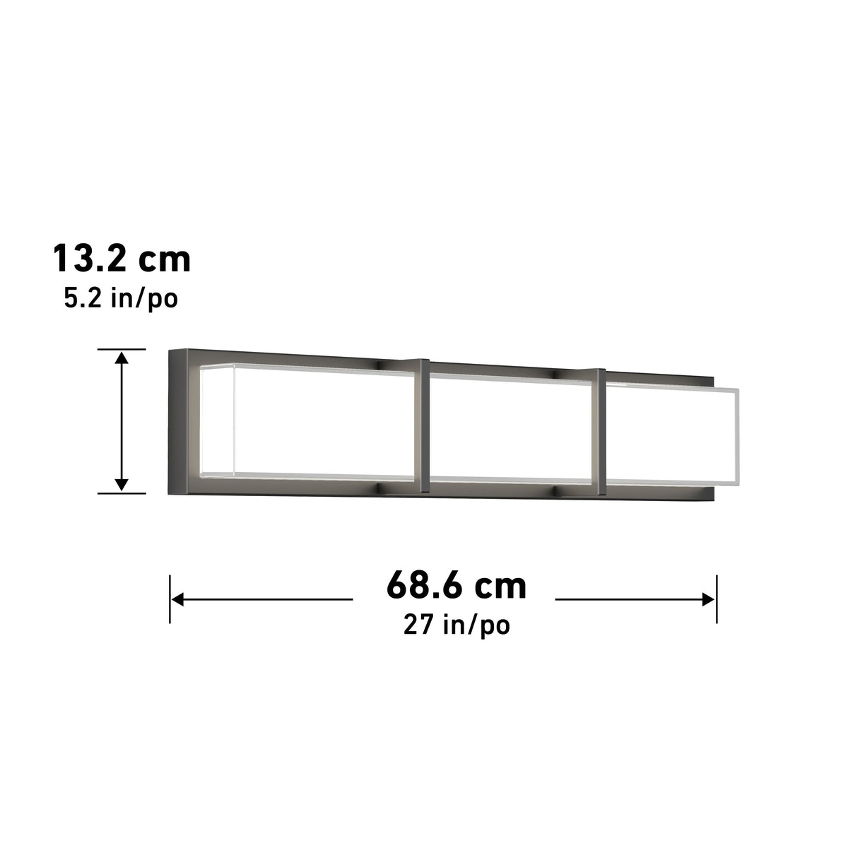 Subway 27 po (69 cm) luminaire de vanité DEL intégré pour salle de bain