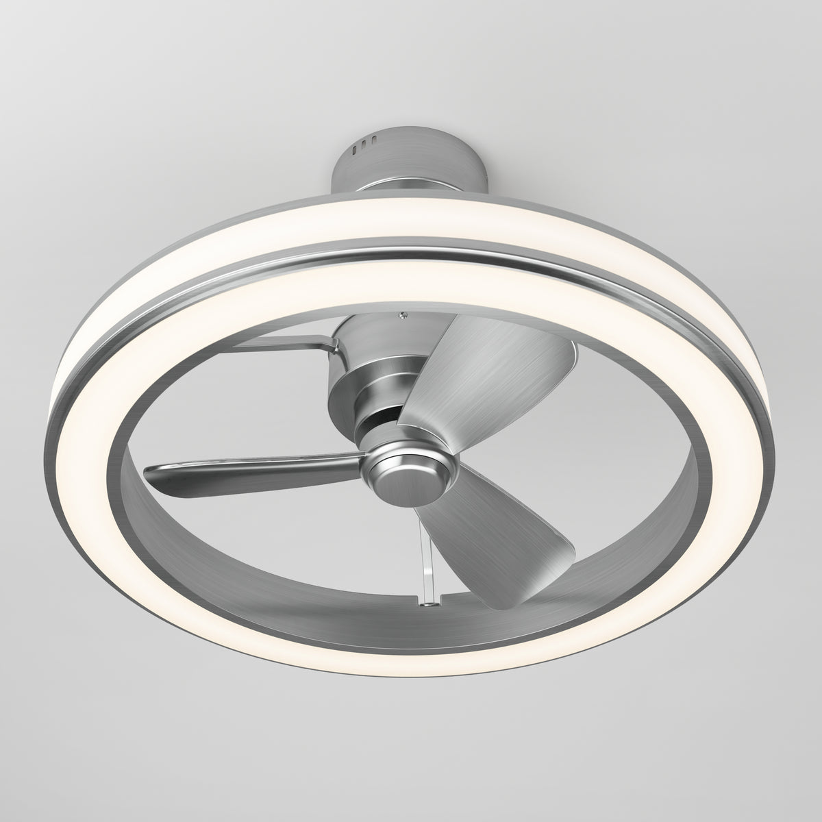 The Artika Edwin 25 in. LED ceiling fan features 3 speeds, a remote control, and mounts stylishly on any white ceiling.