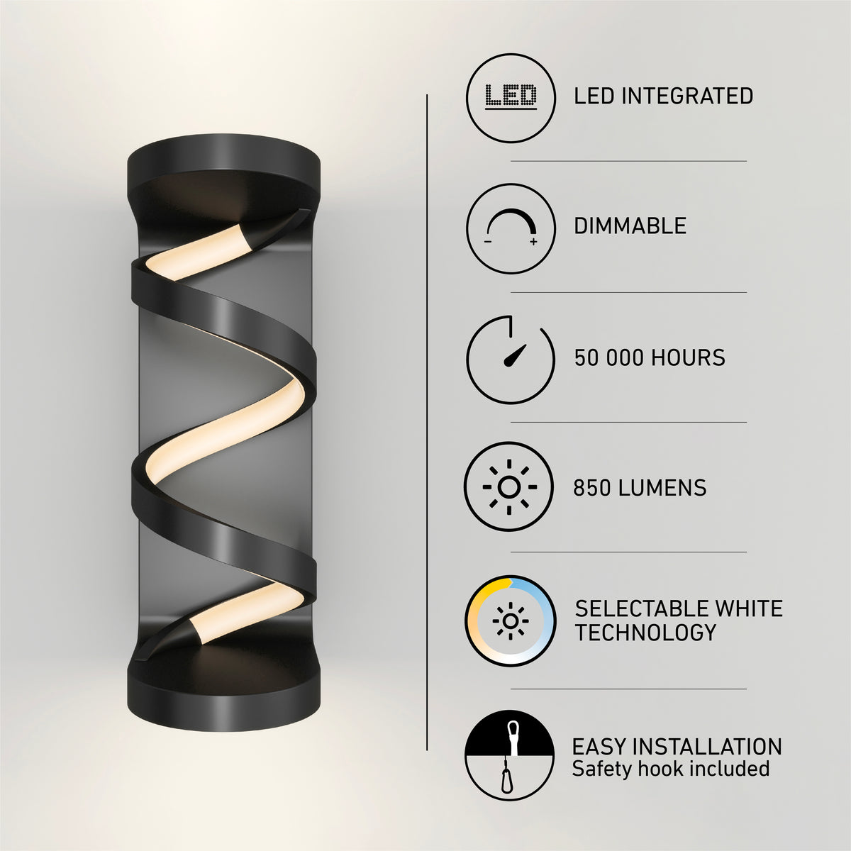 Swirl indoor-outdoor LED wall light