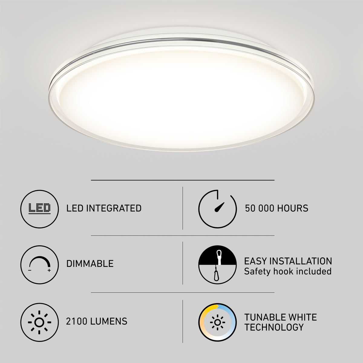 Astrid luz de techo LED moderna empotrada 42 cm (17 in.) 5 CCT con control remoto