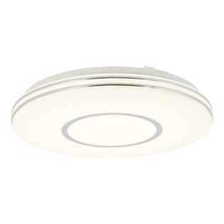 Artika Horizon 13 in. LED flush mount light features 3 CCT, a white frosted cover, silver accents, and a soft dimmable glow.