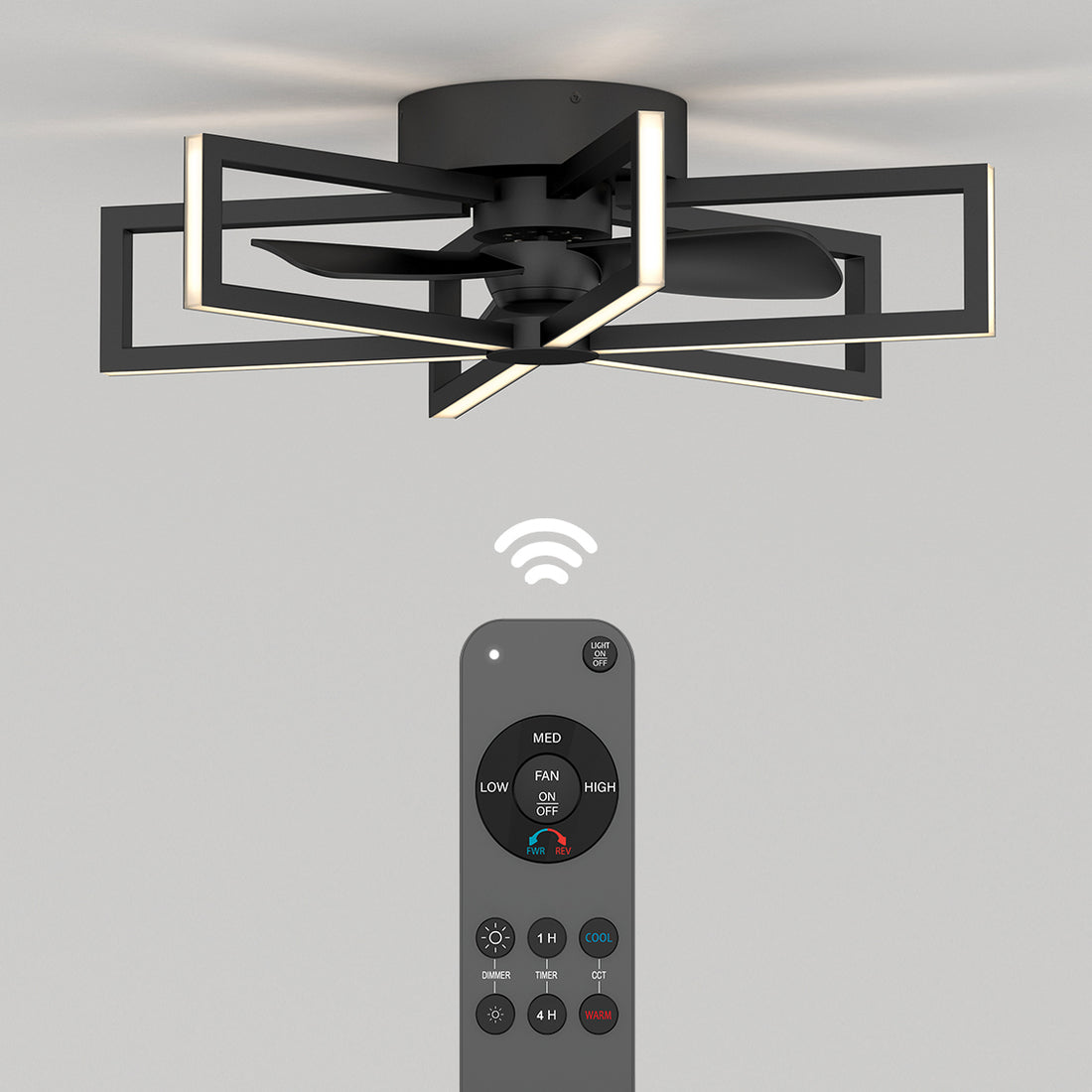 Swirl 26 in. LED ceiling fan 3 speeds w. in Matte Black | Artika Canada