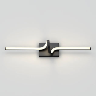 Artika Bowtie modern LED bathroom vanity light, 5 CCT, wavy dimmable fixture on black base glows softly on any wall.