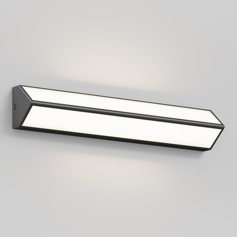 The Artika Preston 27-in LED Vanity Light Bar with frosted panel in matte black is ideal for bathroom lighting on light gray walls.