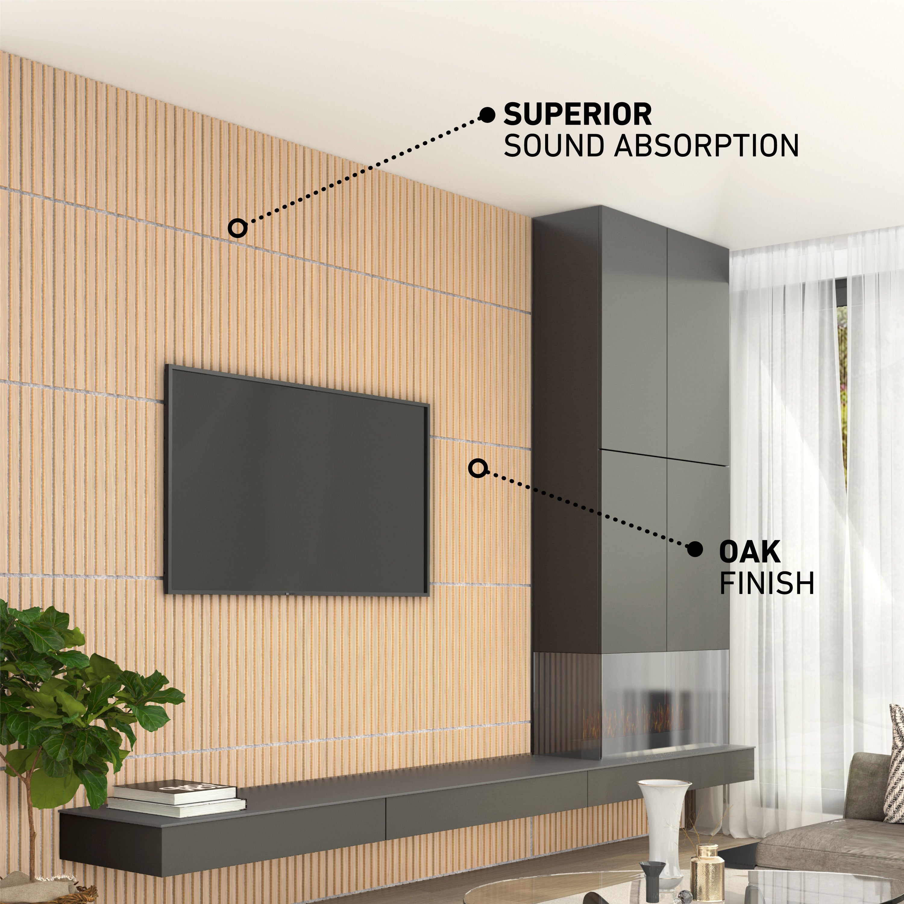 Sonolok 15.5 ft sound-absorbing wall panel kit oak and grey