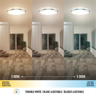 Artika’s Jupiter 23 in. LED flush mount offers remote control, dimming presets, and three color temps from 3000K–5000K.