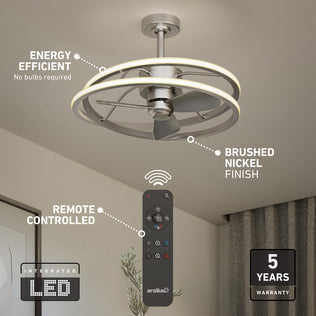 Artika Coda 23 in. LED modern ceiling fan with remote, tunable color temp, energy efficient, 5-year warranty.