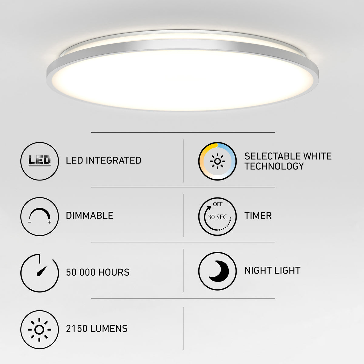 Europa luz de techo LED moderna empotrada 54 cm (21 in.) - con control remoto