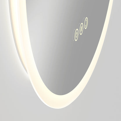 Artika Clara LED Mirror Oval 30x20 in. with defogger and 3 illuminated touch buttons; features a glowing LED edge.