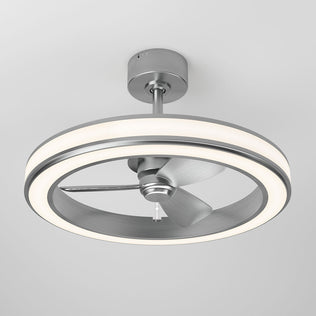 The Artika Edwin 23 in. LED modern ceiling fan features three metallic blades, a circular LED light fixture, three speeds, and comes with a remote—perfect for adding industrial style to any room.