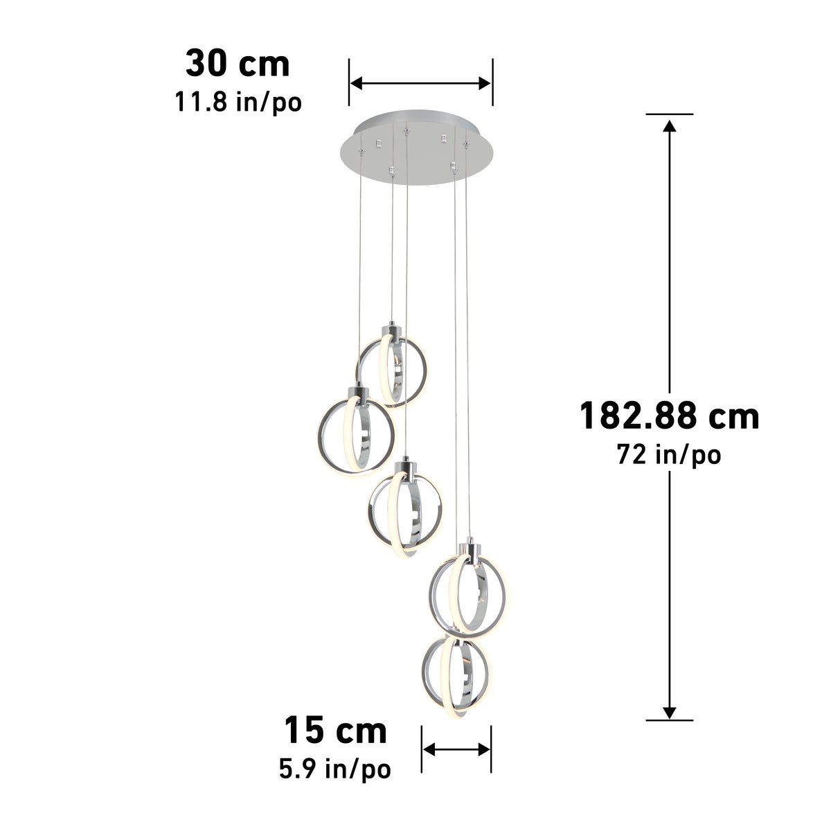 Soho modern 5-light LED pendant light