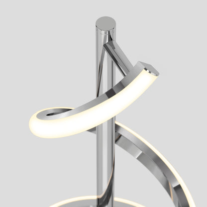 The Artika Coda modern LED floor lamp 5CCT features dimmable, curved illuminated light strips spiraling around a central pole, shown against a plain light gray background.