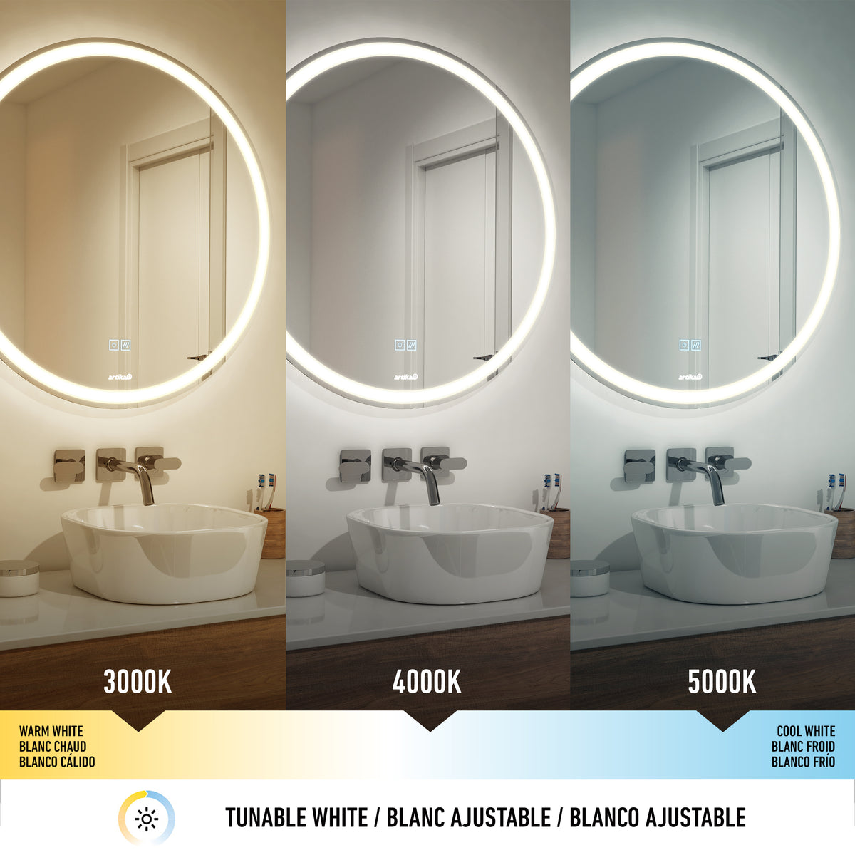 Mateo 28 in. LED mirror 3 CCT with defogger