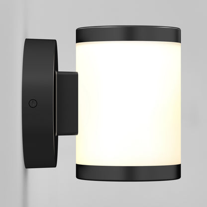 Artika Landon LED Outdoor Wall Light 2-Pack features modern black fixtures with frosted glass shades for stylish, efficient lighting.