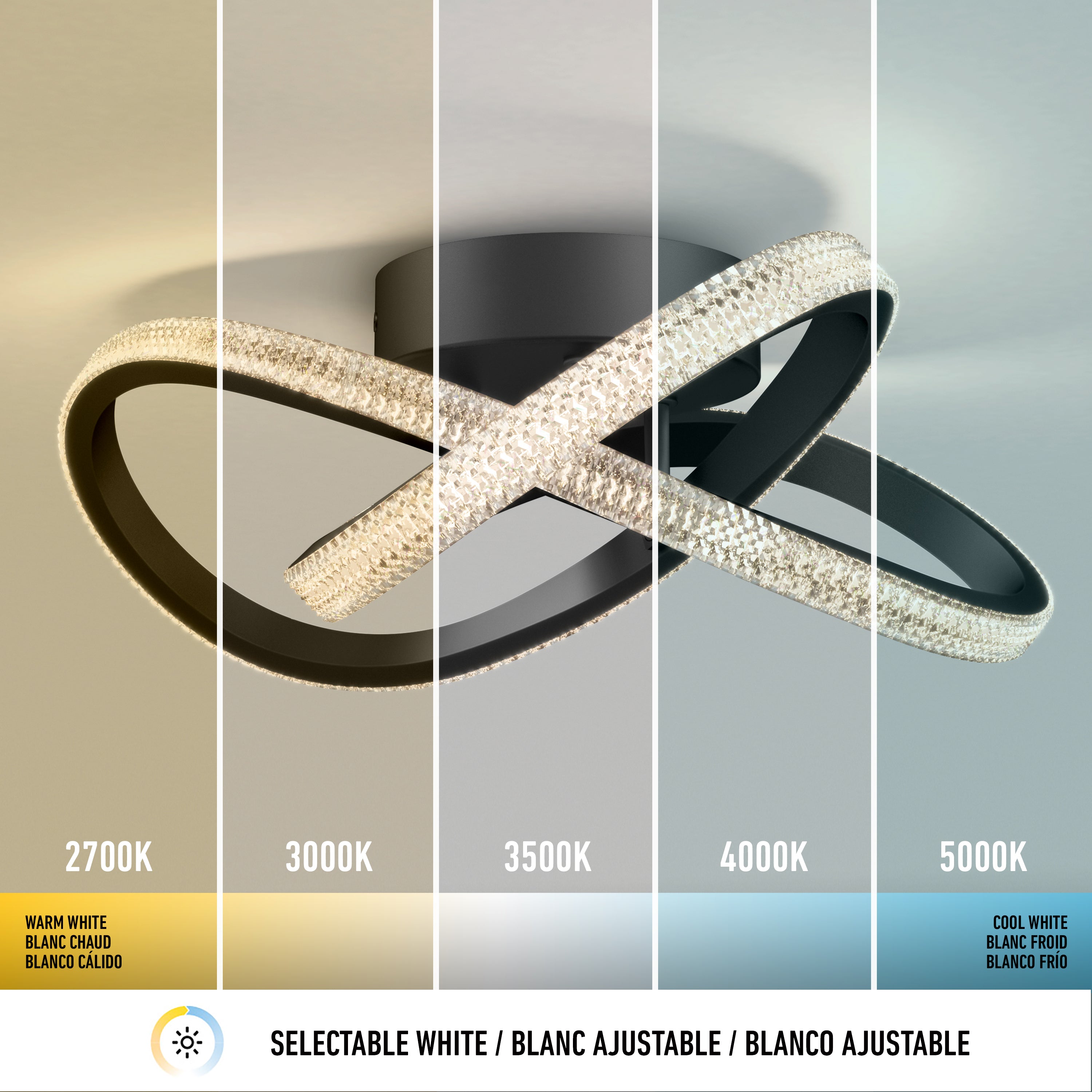 Morgan modern LED flush mount light 5 CCT black | Artika Canada