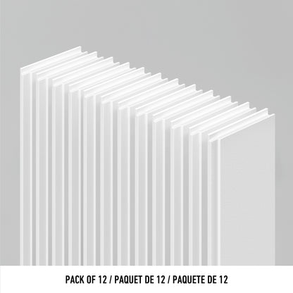 Twelve AXEN Shilap 48 in. wall panels by Artika, side view, aligned vertically on a light gray background.