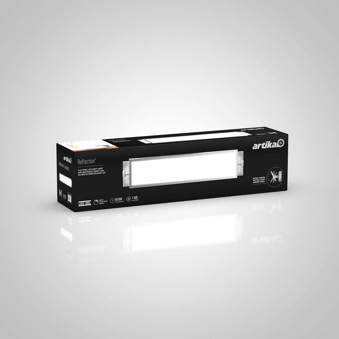 Reflection Flat Panel LED Vanity Light in Chrome | Artika Canada