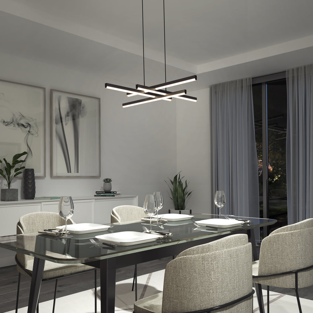 Photo inspiration: Grid Led Pendant Light Matte Black In Matte Black Photo Inspiration