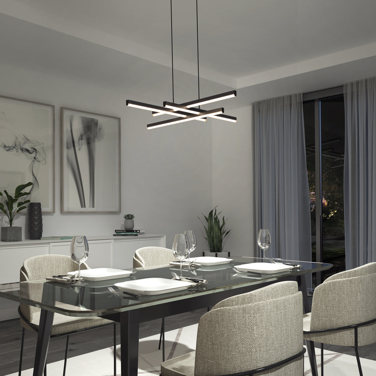 Grid LED pendant light