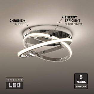 Artika Orbia 14″ Modern LED Flush Mount, 3 CCT, energy efficient ceiling light with swooping rings and 5-year warranty.