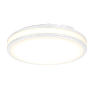 Artika Hemisphere 15″ Modern LED Flush Mount Ceiling Light, 5 CCT, round white design with glowing ring on plain background.