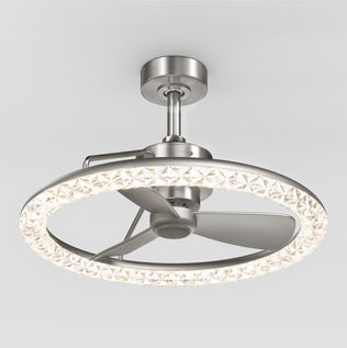 Artika Carat 23" LED Modern Ceiling Fan features three blades, a crystal-edged light ring, and comes with a remote control.