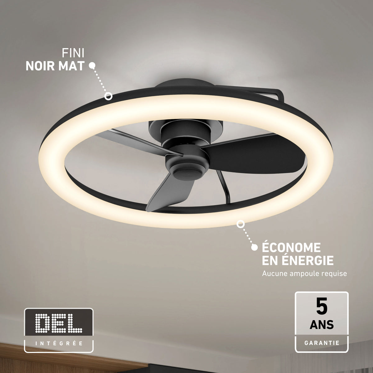 Artika Darren 23 in. LED modern fandelier ceiling fan with light and remote, energy-saving, 5-year warranty.