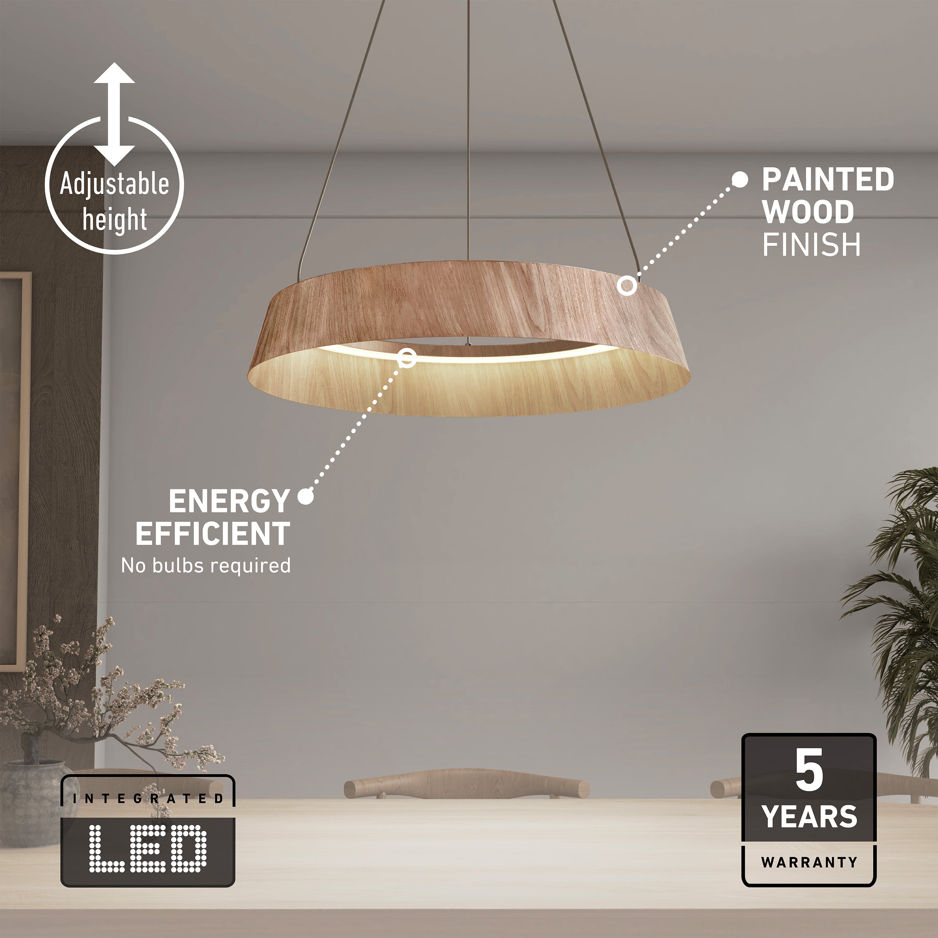 Tallis LED pendant light in Wood Effect | Artika Canada