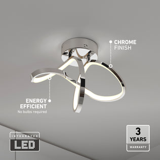 Artika Loop modern LED flush mount light, 3 CCT, dimmable, energy efficient, chrome finish, 3-year warranty.